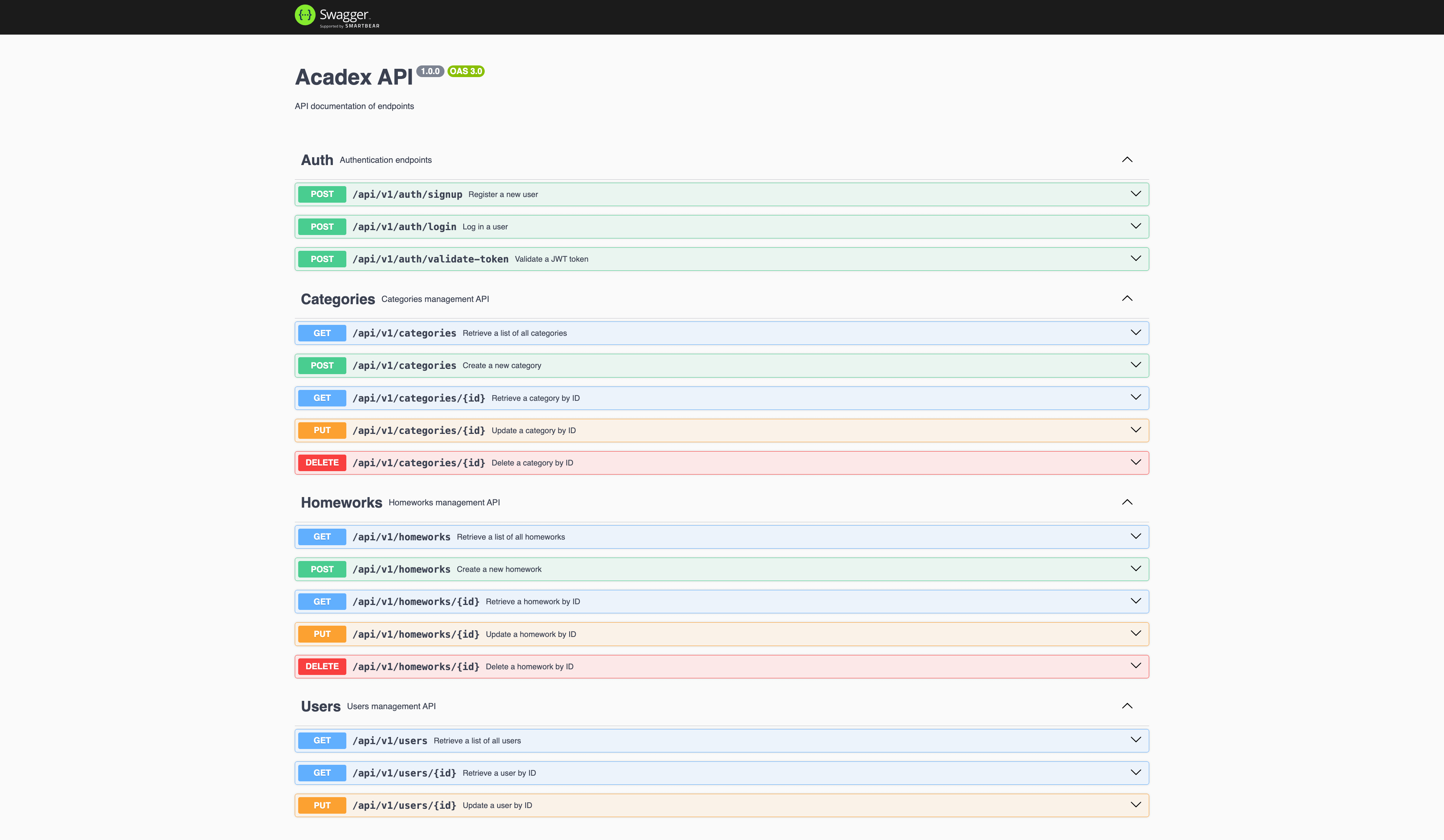 Acadex API